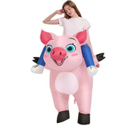 Pink Ride On Pig Cartoon Costumes Air Model Inflatable Costume Funny Dress Up Props Halloween Party Clothes Adult One Size In Australia - Darrahopens
