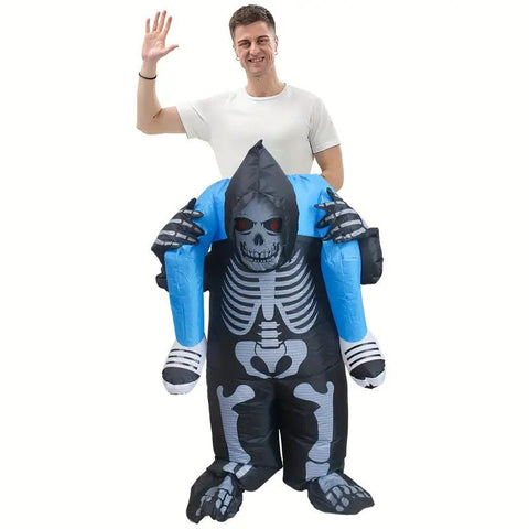 Ride On Grim Reaper Cartoon Costumes Air Model Inflatable Costume Funny Dress Up Props Halloween Party Clothes Adult One Size