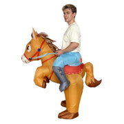 Red Saddle Horse Cartoon Costumes Air Model Inflatable Costume Funny Dress Up Props Halloween Party Clothes Adult One Size
