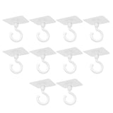 10 Pcs No Drill Ceiling Hooks 360 Degree Rotating Self Adhesive Hooks - White