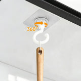 10 Pcs No Drill Ceiling Hooks 360 Degree Rotating Self Adhesive Hooks - White