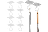 10 Pcs No Drill Ceiling Hooks 360 Degree Rotating Self Adhesive Hooks - White