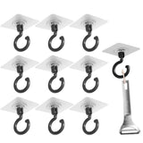 10 Pcs No Drill Ceiling Hooks 360 Degree Rotating Self Adhesive Hooks - White