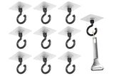 10 Pcs No Drill Ceiling Hooks 360 Degree Rotating Self Adhesive Hooks - Black