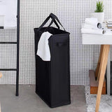 Slim Laundry Basket Narrow Laundry Hamper With Handles Collapsible Dirty Clothes Hamper - Black