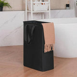 Slim Laundry Basket Narrow Laundry Hamper With Handles Collapsible Dirty Clothes Hamper - Black In Australia - Darrahopens
