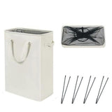 Slim Laundry Basket Narrow Laundry Hamper With Handles Collapsible Dirty Clothes Hamper - Beige