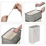 Slim Laundry Basket Narrow Laundry Hamper With Handles Collapsible Dirty Clothes Hamper - Beige