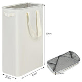 Slim Laundry Basket Narrow Laundry Hamper With Handles Collapsible Dirty Clothes Hamper - Beige