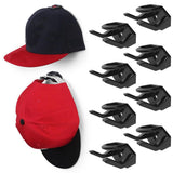 10 Pack Adhesive Hat Hooks for Wall Strong Hat Rack for Baseball Caps No Drilling Hat Organizer Display - Black