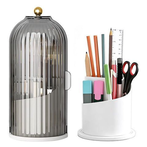Sliding Lid Organizer 180 Degree Rotating Toothbrush Holder for Bathroom Counter - Black In Australia - Darrahopens