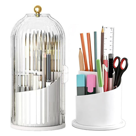 Sliding Lid Organizer 180 Degree Rotating Toothbrush Holder for Bathroom Counter - White In Australia - Darrahopens