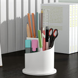 Sliding Lid Organizer 180 Degree Rotating Toothbrush Holder for Bathroom Counter - White