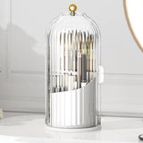 Sliding Lid Organizer 180 Degree Rotating Toothbrush Holder for Bathroom Counter - White