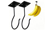 2 Pcs Self Adhesive Foldable Banana Hook for Under Cabinet Metal Holder for Kitchen - Black