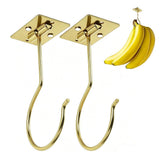 2 Pcs Self Adhesive Foldable Banana Hook for Under Cabinet Metal Holder for Kitchen - Gold In Australia - Darrahopens