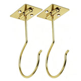 2 Pcs Self Adhesive Foldable Banana Hook for Under Cabinet Metal Holder for Kitchen - Gold