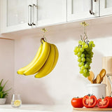 2 Pcs Self Adhesive Foldable Banana Hook for Under Cabinet Metal Holder for Kitchen - Gold