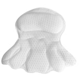 Bath Neck and Head Rest Pillow with Suction Cups - White