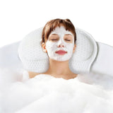 Bath Neck and Head Rest Pillow with Suction Cups - White