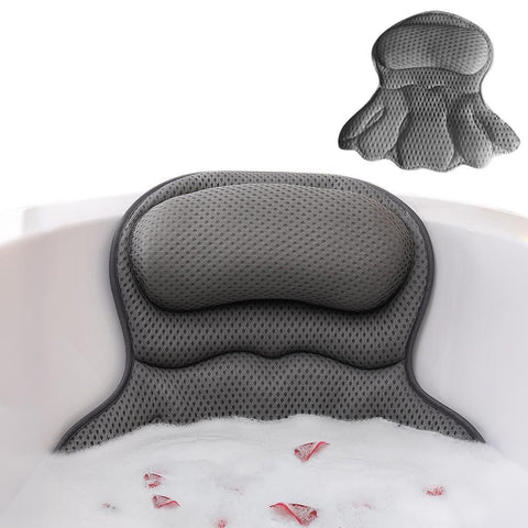 Bath Neck and Head Rest Pillow with Suction Cups - Gray In Australia - Darrahopens
