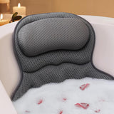 Bath Neck and Head Rest Pillow with Suction Cups - Gray In Australia - Darrahopens
