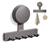5 Hook Suction Cup Towel Rack Wall Mounted No Drill Bathroom Holder for Shower - Gray In Australia - Darrahopens