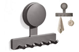 5 Hook Suction Cup Towel Rack Wall Mounted No Drill Bathroom Holder for Shower - Gray