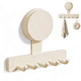 5 Hook Suction Cup Towel Rack Wall Mounted No Drill Bathroom Holder for Shower - Gray
