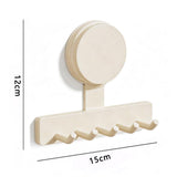 5 Hook Suction Cup Towel Rack Wall Mounted No Drill Bathroom Holder for Shower - White