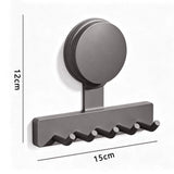 5 Hook Suction Cup Towel Rack Wall Mounted No Drill Bathroom Holder for Shower - White