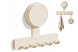5 Hook Suction Cup Towel Rack Wall Mounted No Drill Bathroom Holder for Shower - White