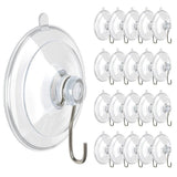 20 Pack Suction Cup Hooks Clear with Stainless Steel Hook Removable Reusable - S