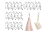 20 Pack Suction Cup Hooks Clear with Stainless Steel Hook Removable Reusable - S
