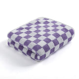 4 Piece Checkered Coral Fleece Towel Set Bath Face Towels - Yellow & Purple & Red & Blue