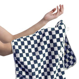 4 Piece Checkered Coral Fleece Towel Set Bath Face Towels - Yellow & Purple & Red & Blue