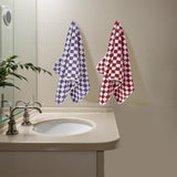 4 Piece Checkered Coral Fleece Towel Set Bath Face Towels - Yellow & Purple & Red & Blue