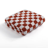 4 Piece Checkered Coral Fleece Towel Set Bath Face Towels - Yellow & Purple & Red & Blue