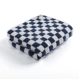 4 Piece Checkered Coral Fleece Towel Set Bath Face Towels - Yellow & Purple & Red & Blue