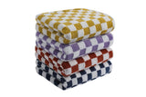 4 Piece Checkered Coral Fleece Towel Set Bath Face Towels - Yellow & Purple & Red & Blue