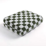 4 Piece Checkered Coral Fleece Towel Set Bath Face Towels - Green & Yellow & Red & Blue In Australia - Darrahopens