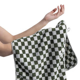 4 Piece Checkered Coral Fleece Towel Set Bath Face Towels - Green & Yellow & Red & Blue In Australia - Darrahopens
