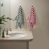 4 Piece Checkered Coral Fleece Towel Set Bath Face Towels - Green & Yellow & Red & Blue