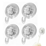 4Pcs Clear Vacuum Suction Cup Hooks Drill Free for Smooth Surfaces