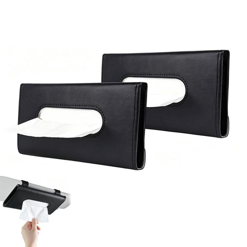 2 Pack Car Tissue Holder Universal for Visor PU Leather Tissue Box and Mask Holder