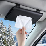 2 Pack Car Tissue Holder Universal for Visor PU Leather Tissue Box and Mask Holder