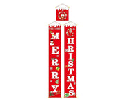 Merry Christmas Santa Elk Snowman Print Hanging Banner Sign Flag Xmas Door Decor-Red