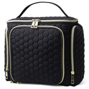 Travel Makeup Bag with Handle — Large Multi-Compartment Cosmetic Organizer, Portable Toiletry Bag for Women
