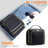 Travel Makeup Bag with Handle — Large Multi-Compartment Cosmetic Organizer, Portable Toiletry Bag for Women