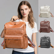 Coffee Fashionable Large-Capacity Women's Backpack - Waterproof, Durable, High-Quality PU Leather - Travel Backpack - Vintage-Style PU Leather Backpack
